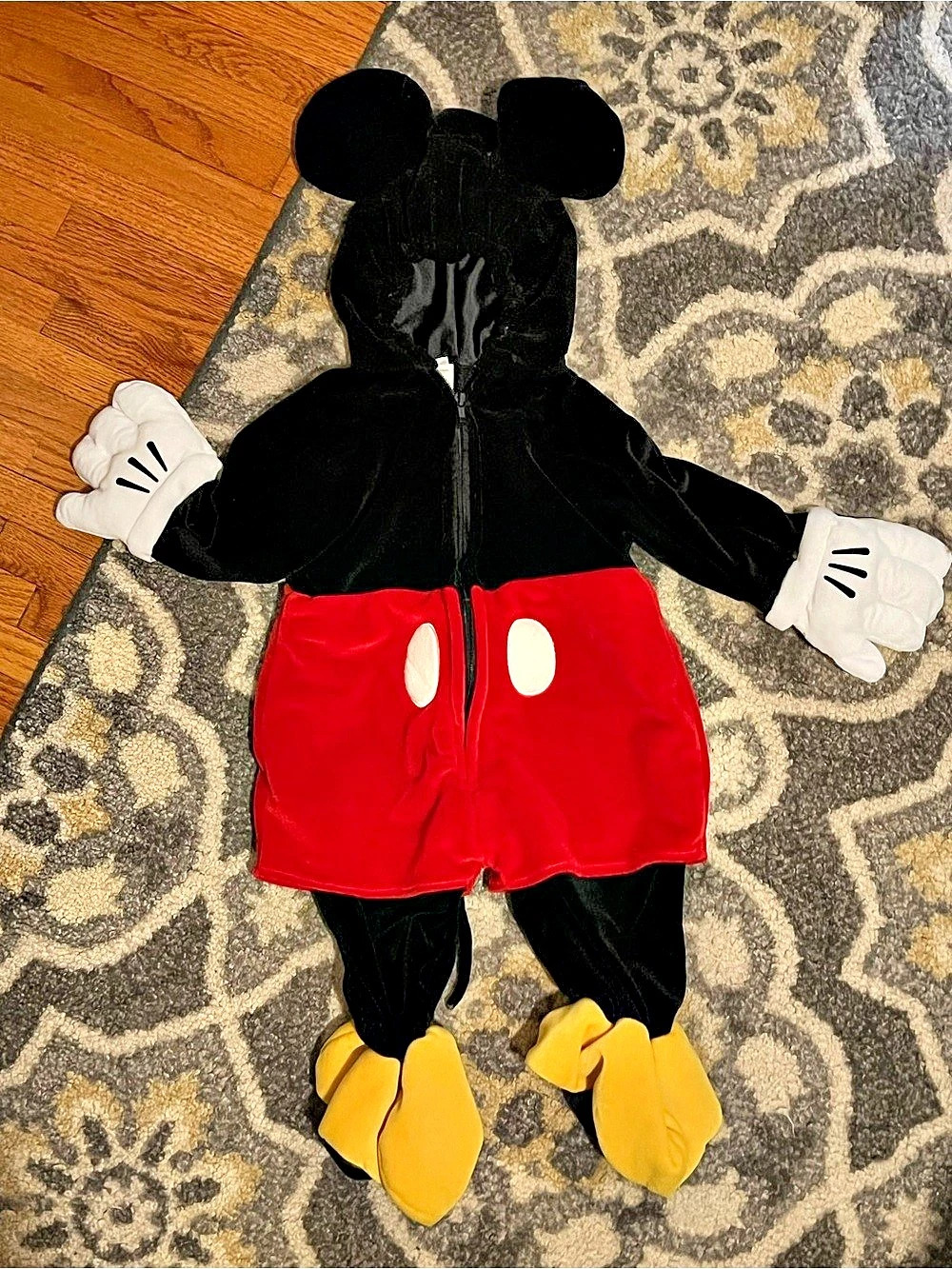 Disney Store Mickey Mouse Plush Baby Costume Black & Red Boys 6-12 Months
